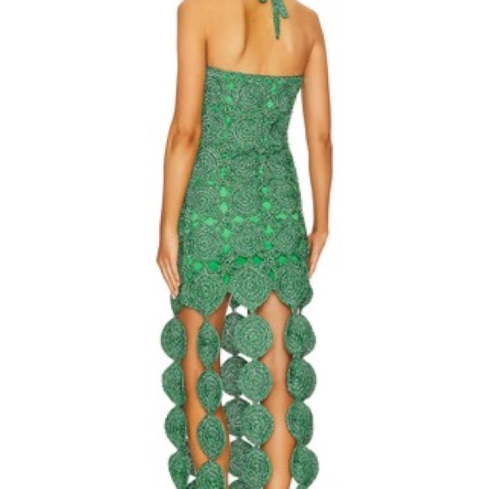 Simon Miller Strapless Green Crochet Tassel Mini Dress - Picture 3 of 7